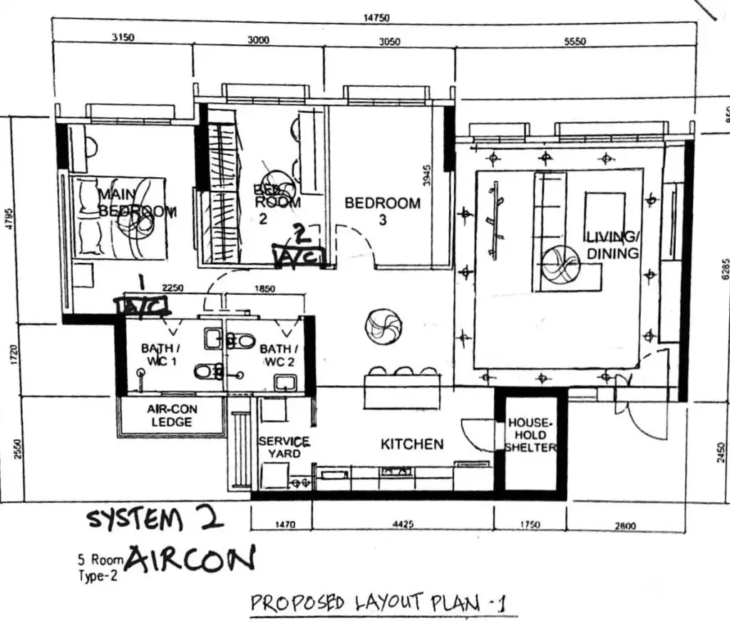 5 room bto floor plan